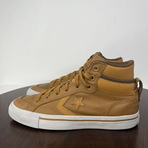 Converse cons All Star Shoes Women's 7 Yellow‎ Leather High Top Sneakers